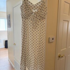 Lush Strapless White Dress with Black Polka Dots